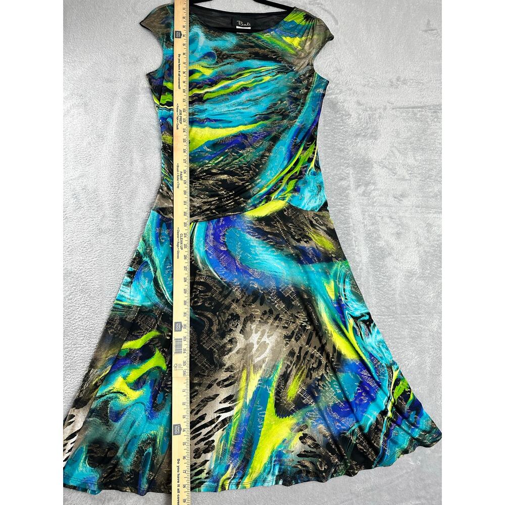 Y2K Vibrant Abstract Animal Print Midi Swing Dress Cap Sleeves Indie Sleaze 12 - Picture 5 of 8